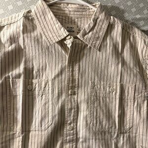 Flint and Tinder Crossback Work Shirt in Natural and NavyPinstripe M NWOT